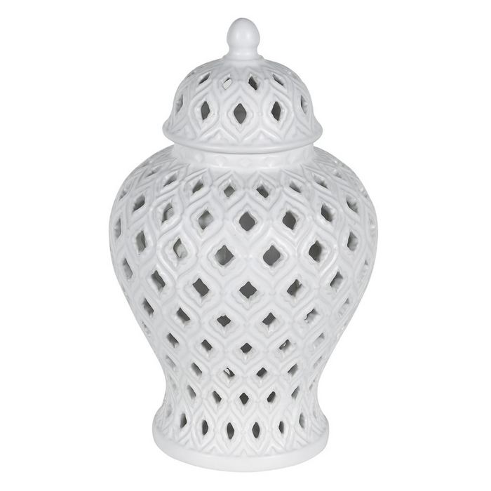 Small White Lattice Ginger Jar