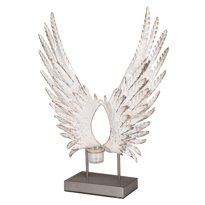 Small White Wings On Stand Candleholder