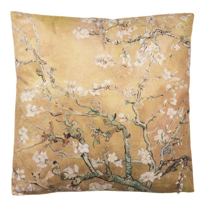 Soft Gold Blossom Square Cushion