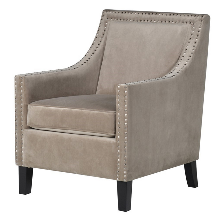 Studded Taupe Buttoned Armchair