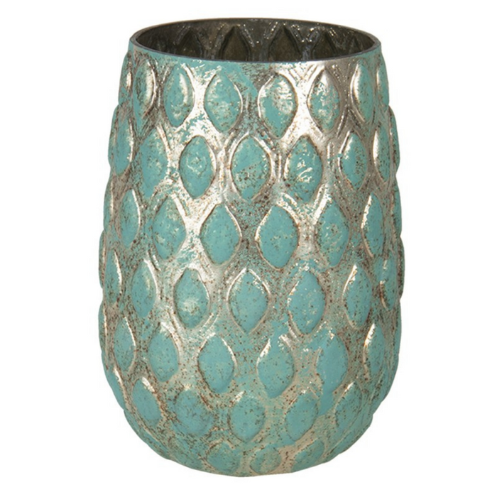 Turquoise Glass Round Vase