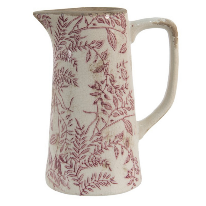 Tall Pink and off white pitcher