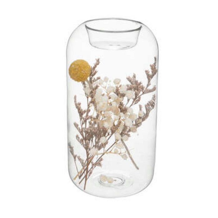 Tall Tealight Holder With Dried Flowers