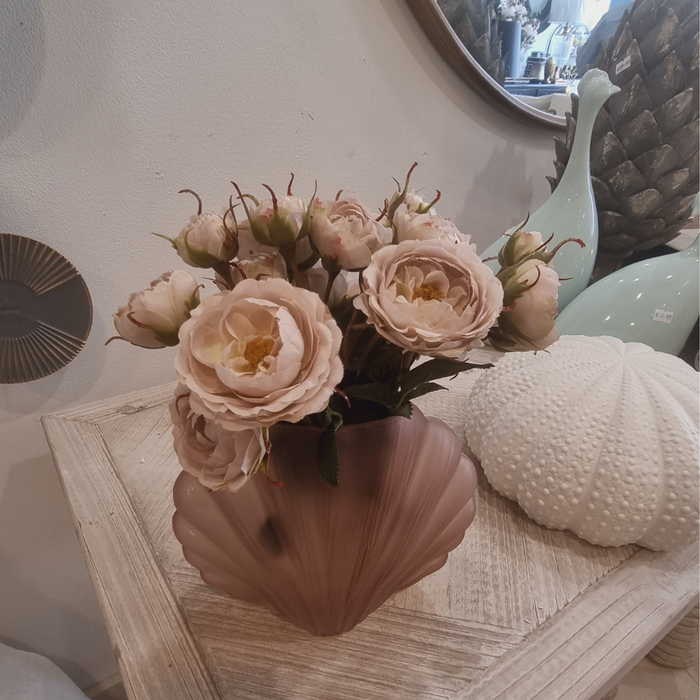 Vintage Rose & Pink Shell vase