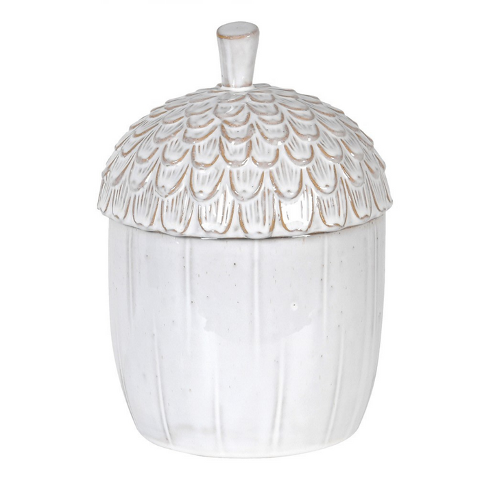 White Ceramic Acorn Jar