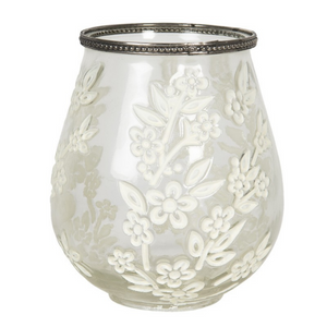 White flowers glass tea light holder delivery nationwide www.lilybloom.ie