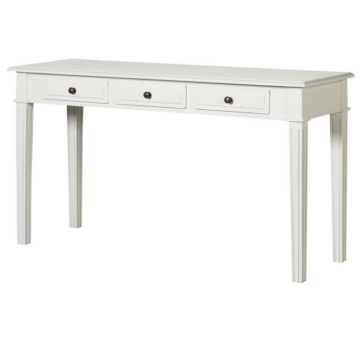 White Hamptons 3 Drawer Hall Table