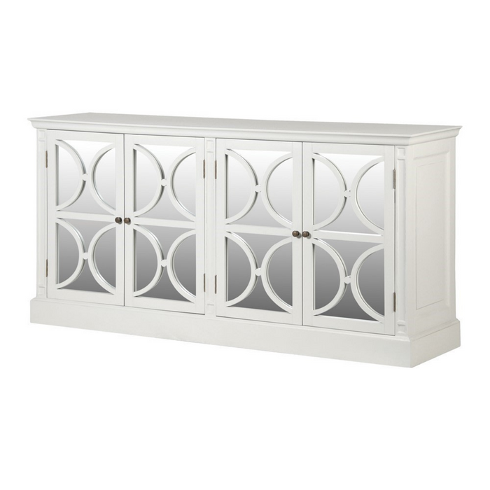 White Hamptons 4 Drawer Mirror Sideboard