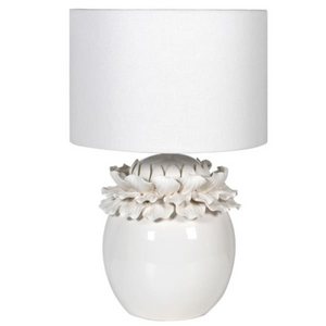 White Leaf Top Lamp with Linen Shade nationwide delivery www.lilybloom.ie