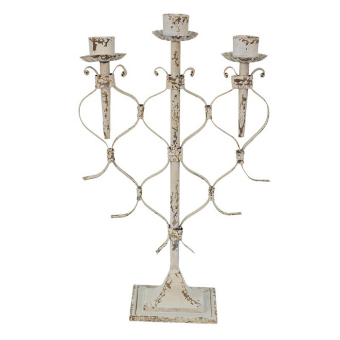 White Metal Candle Holder