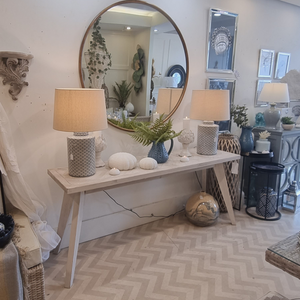 White Parquet Console Table & Gold Mirror Combination Offer