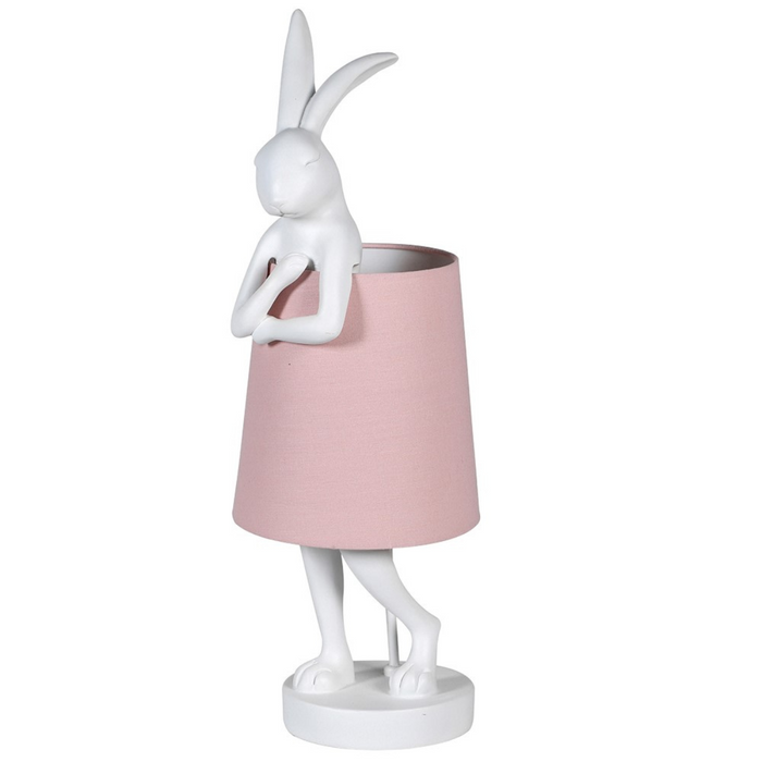 White Rabbit Pink Shade Table Lamp