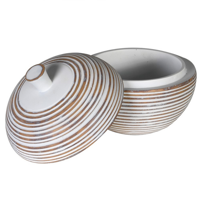White Washed Ribbed Jar