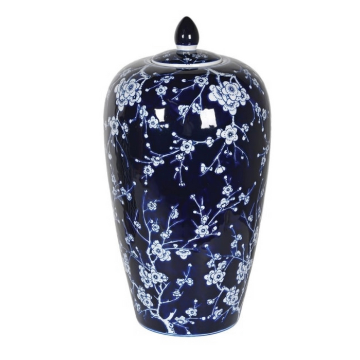 Blue and White Oriental Ginger Jar