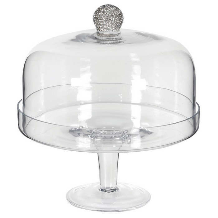 Wide Silver Diamante Cake Stand