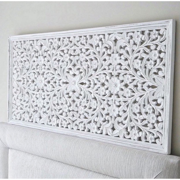 Wooden Panel White Oblong Heart