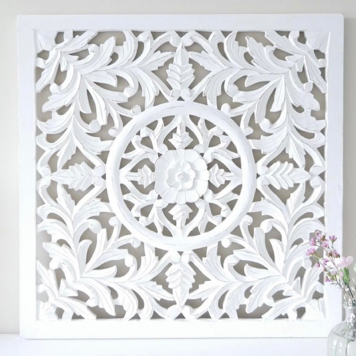 Wooden Wall Panel White Square