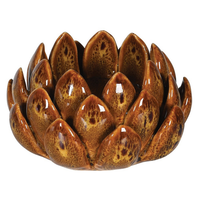 Yellow Leafy Artichoke Candle Holder