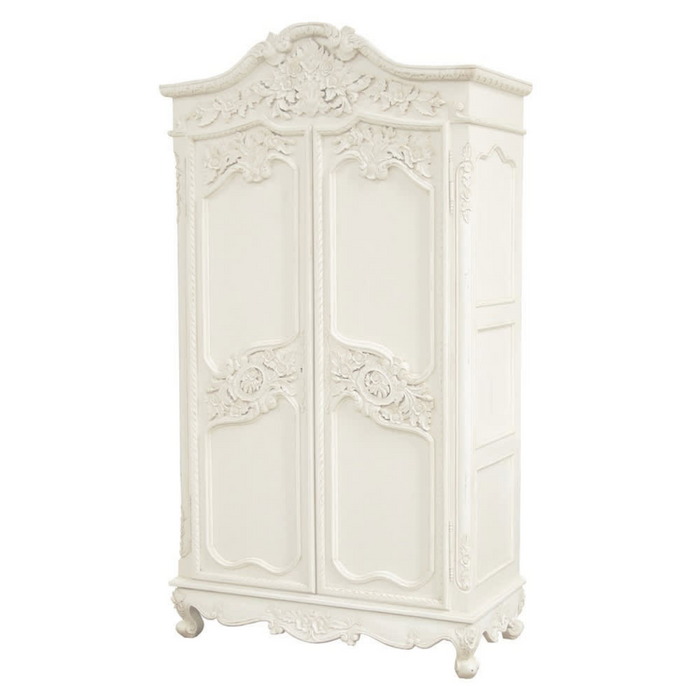 Country Chic Cream Carved Armoire