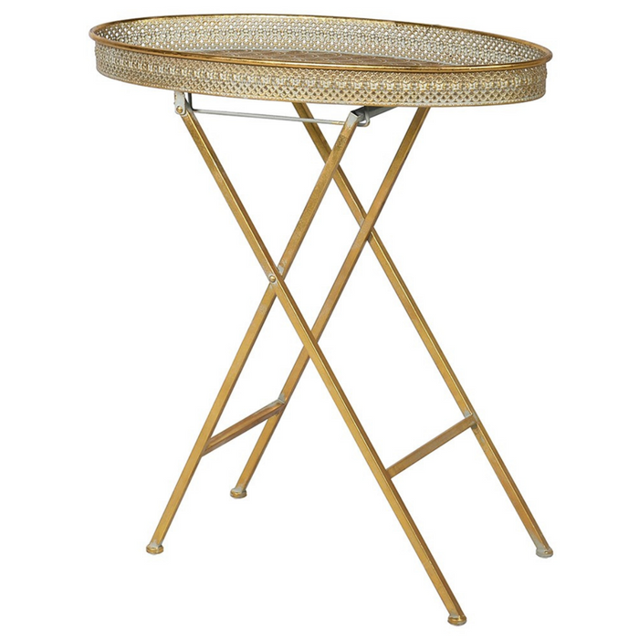 Gold Metal Oval Tray Table