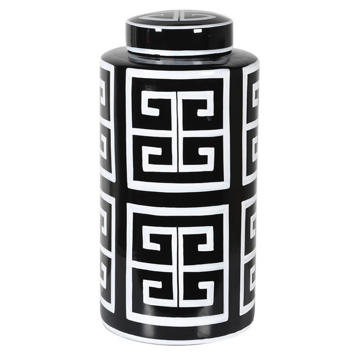 Large Black & White Lidded Jar