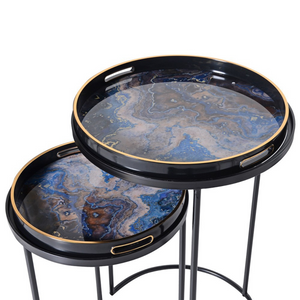 set  of 2 blue marble tray tables nationwide delivery www.lilybloom.ie
